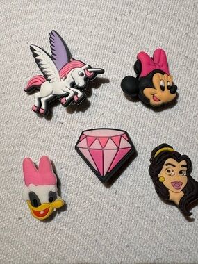 CROCS Pink Disney Character Jibbitz Charm Set with Unicorn & Gem